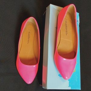 Hot pink neon flats